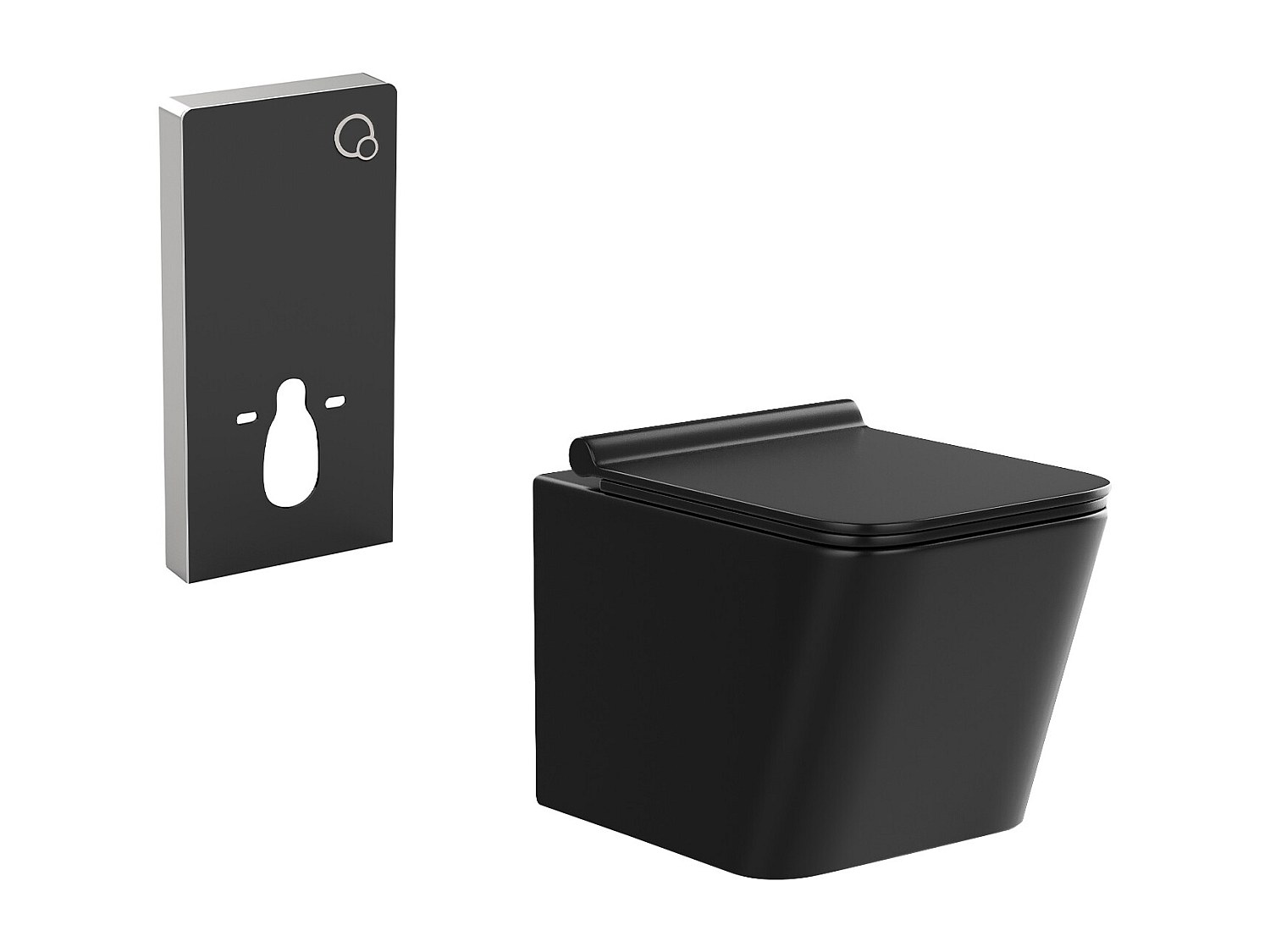 Sparset - Wand-WC Schwarz matt mit dekorativem Trägergestell - CLEMONA günstig online kaufen