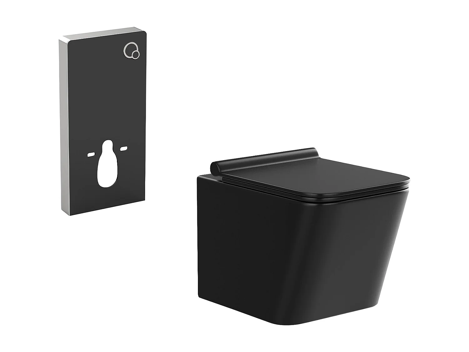 Sparset - Wand-WC Schwarz matt mit dekorativem Trägergestell - CLEMONA