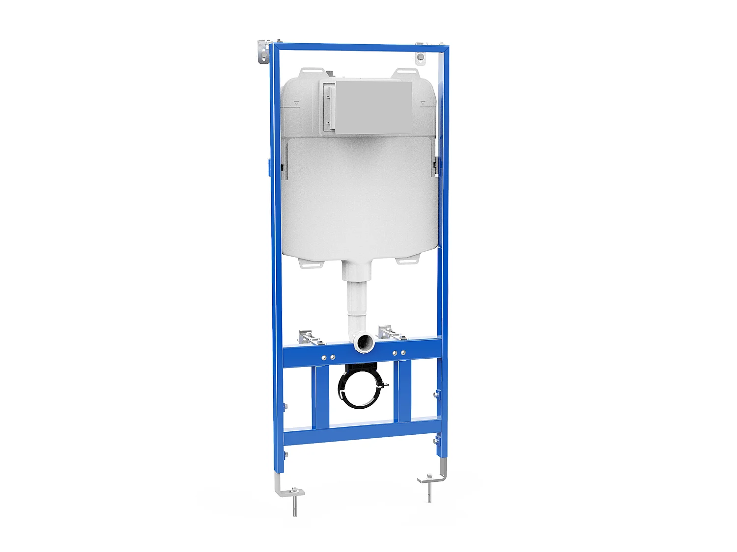 Pack WC suspendu blanc avec bâti-support et plaque de déclenchement blanche ronde - CLEMONA