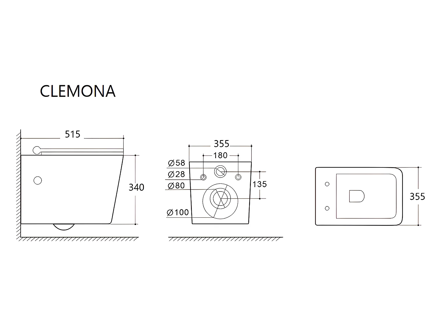 Set voor witte hang-wc met voorwandsysteem en chroomkleurige ovalen bedieningsplaat - CLEMONA