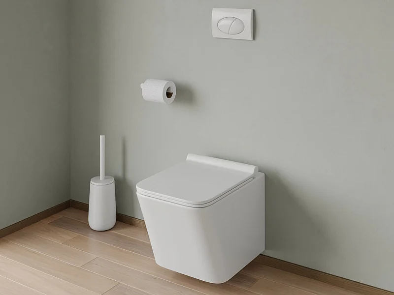 Pack WC suspendu blanc avec bâti-support et plaque de déclenchement blanche ovale - CLEMONA