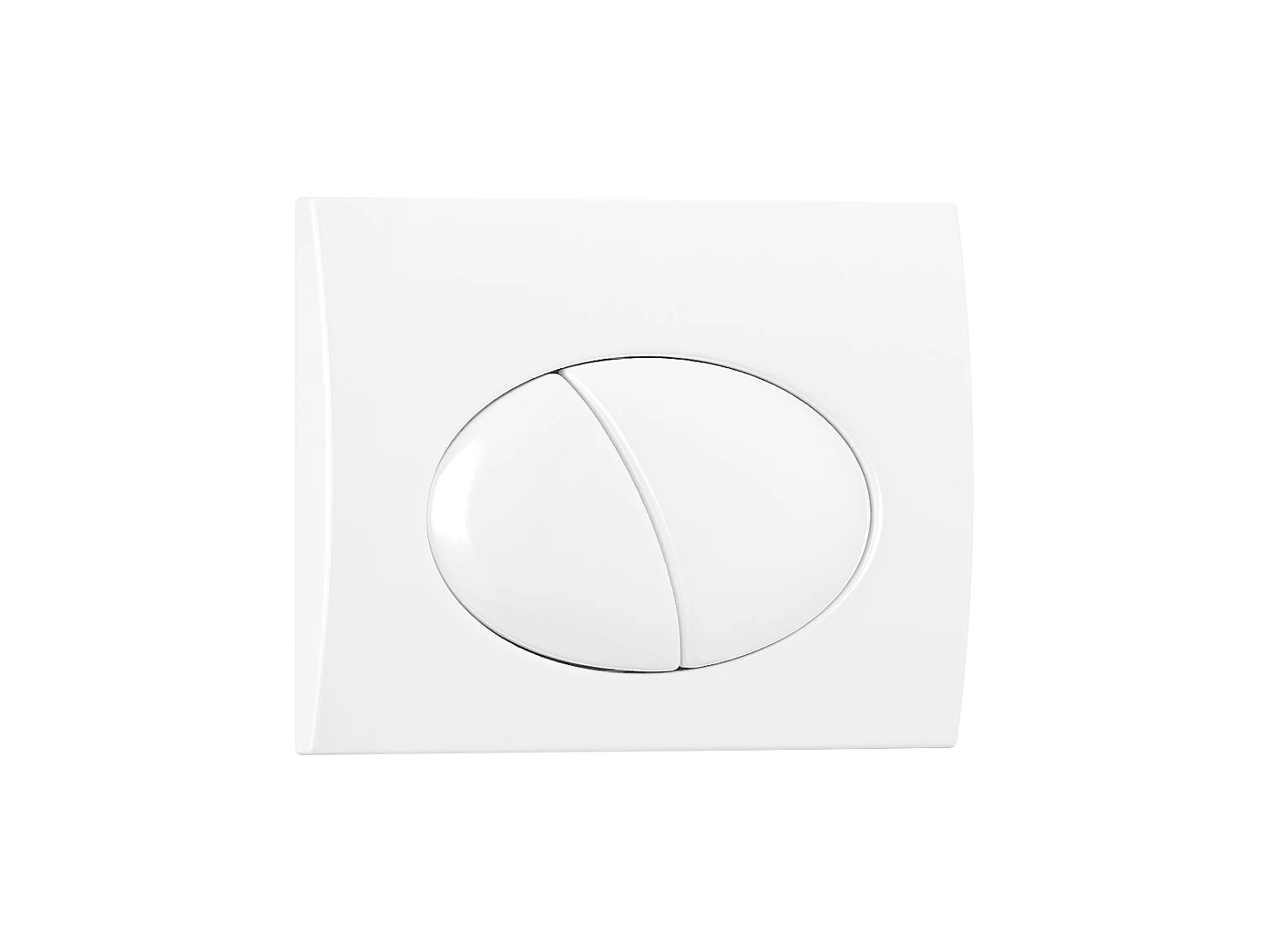 Hvitt vegg-montert toalettsett med sisterne og oval hvitt klosettrykknapp - CLEMONA