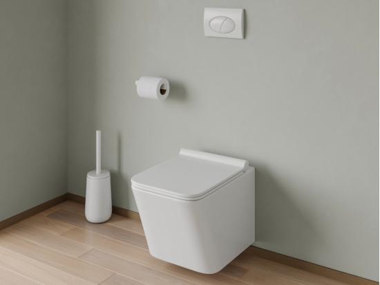 vente unique Pack WC suspendu blanc avec bâti-support et plaque de déclenchement blanche ovale - CLEMONA
