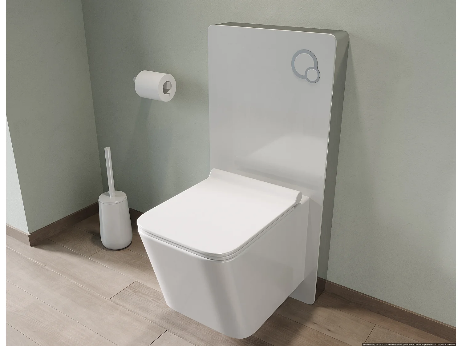 Pack WC suspendu blanc avec bâti-support décoratif - CLEMONA