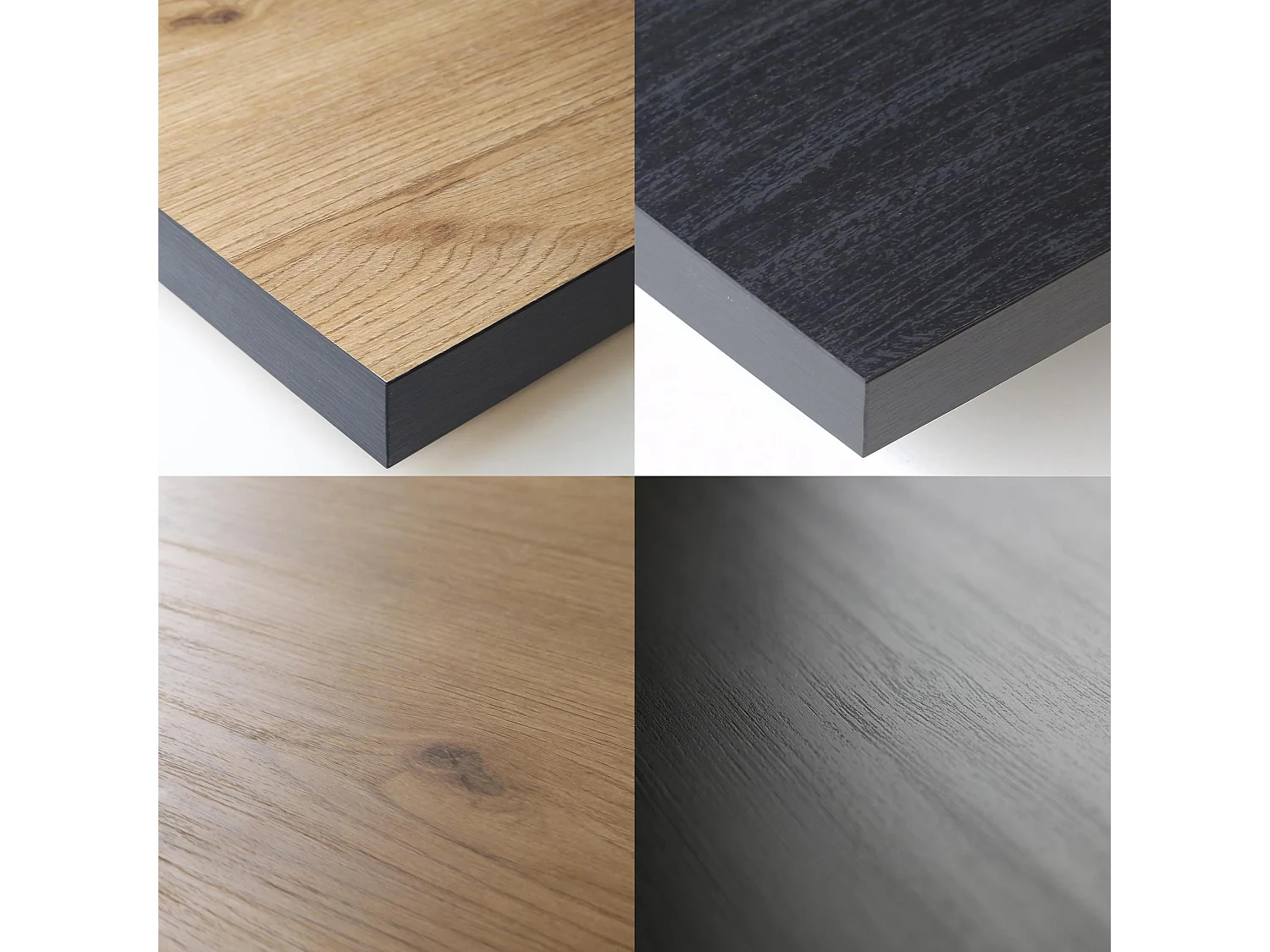 Conjunto de mobiliário para sala de estar, Mesa 200 Bicolor pés U 10 pessoas, Suporte TV 160, Aparador / Buffet 140, Carvalho, Preto