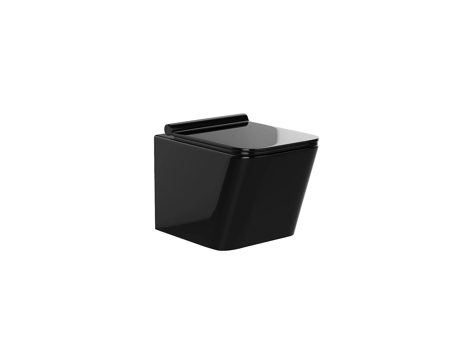 Pack WC suspendu en céramique noir brillant avec bâti-support et plaque de déclenchement ovale - CLEMONA