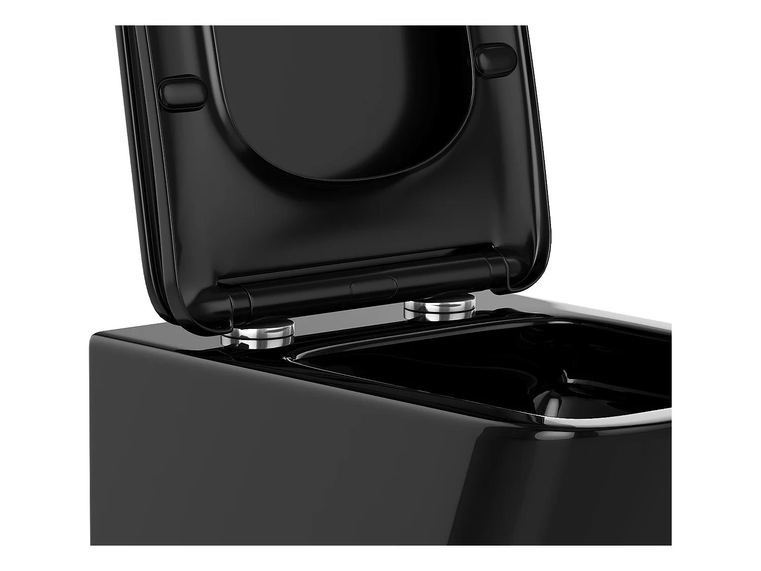 Sparset - Wand-WC - Schwarz glänzende Keramik mit Trägergestell & ovaler Betätigungsplatte - CLEMONA