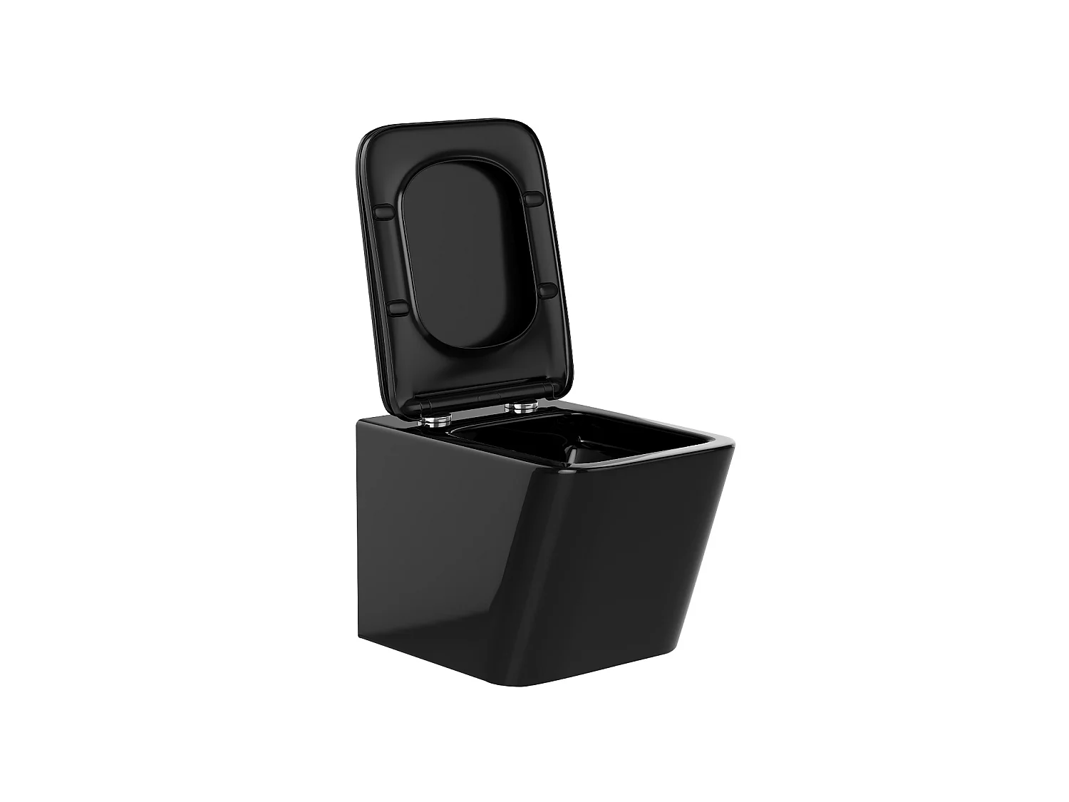 Sparset - Wand-WC - Schwarz glänzende Keramik mit dekorativem Trägergestell - CLEMONA