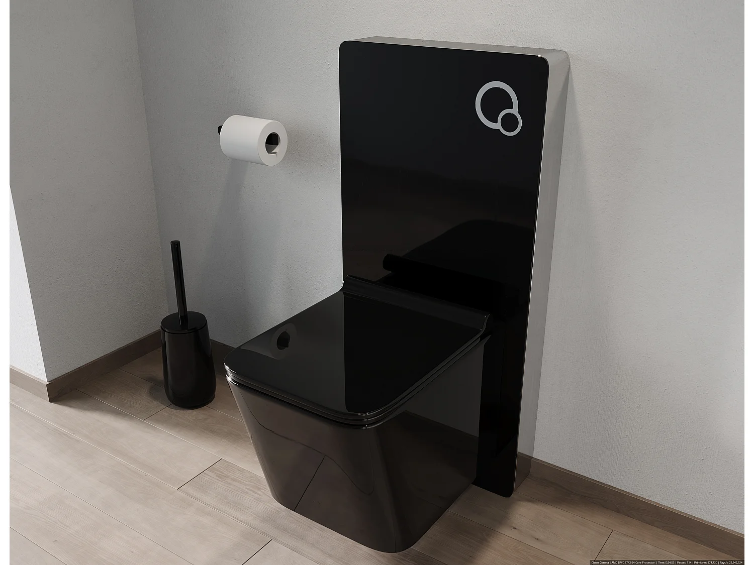 Pack WC suspendu en céramique noir brillant avec bâti-support décoratif - CLEMONA