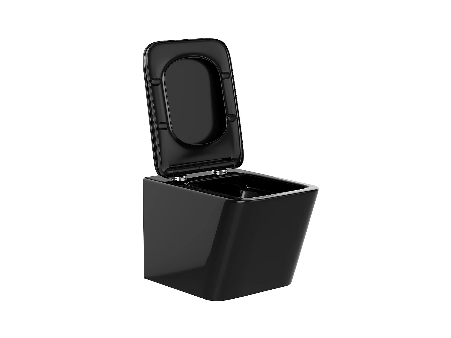 Set voor hang-wc van glanzend zwart keramiek met decoratief voorwandsysteem - CLEMONA