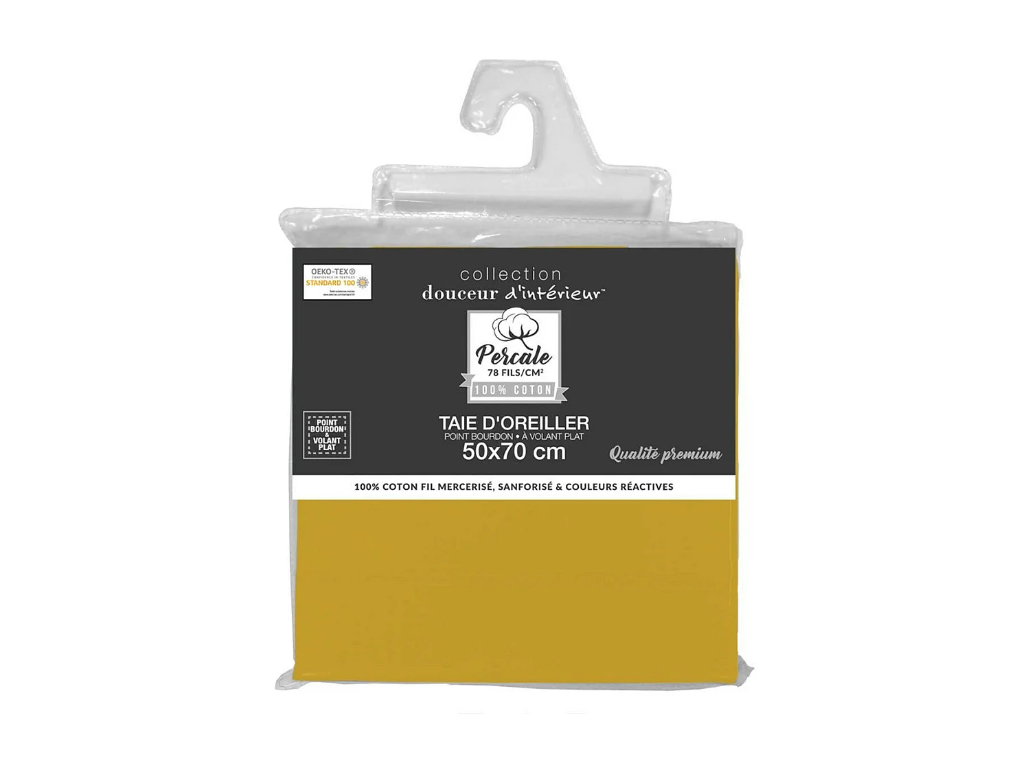 Taie d'Oreiller "Percaline" 50x70cm Ocre