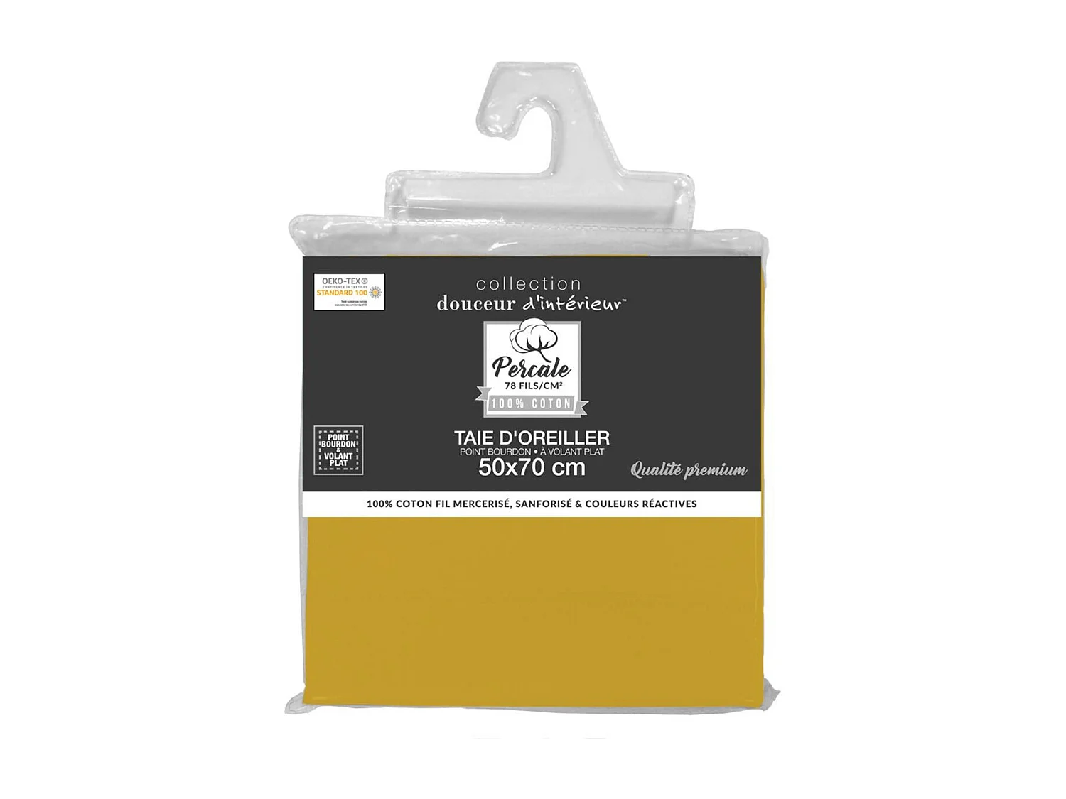 Taie d'Oreiller "Percaline" 50x70cm Ocre