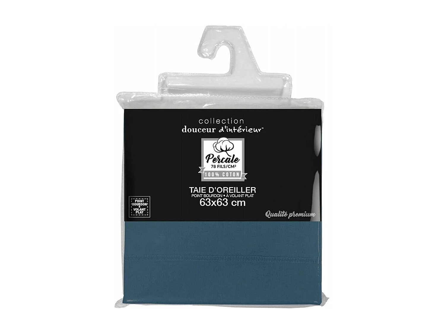 Taie d'Oreiller "Percaline" 63x63cm Bleu