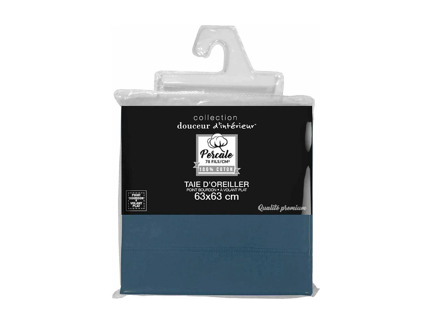 Taie d'Oreiller "Percaline" 63x63cm Bleu