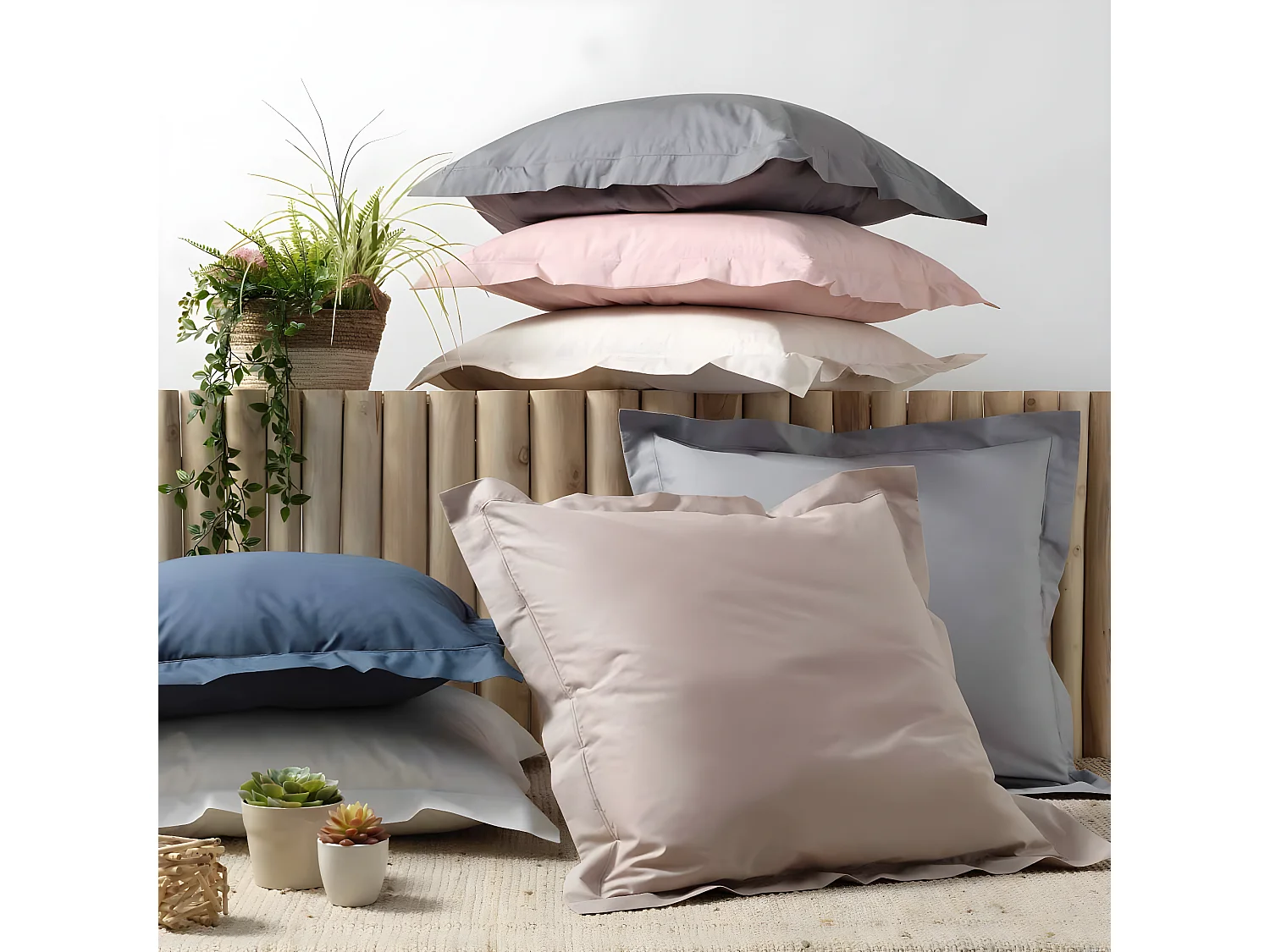 Taie d'Oreiller "Percaline" 63x63cm Bleu