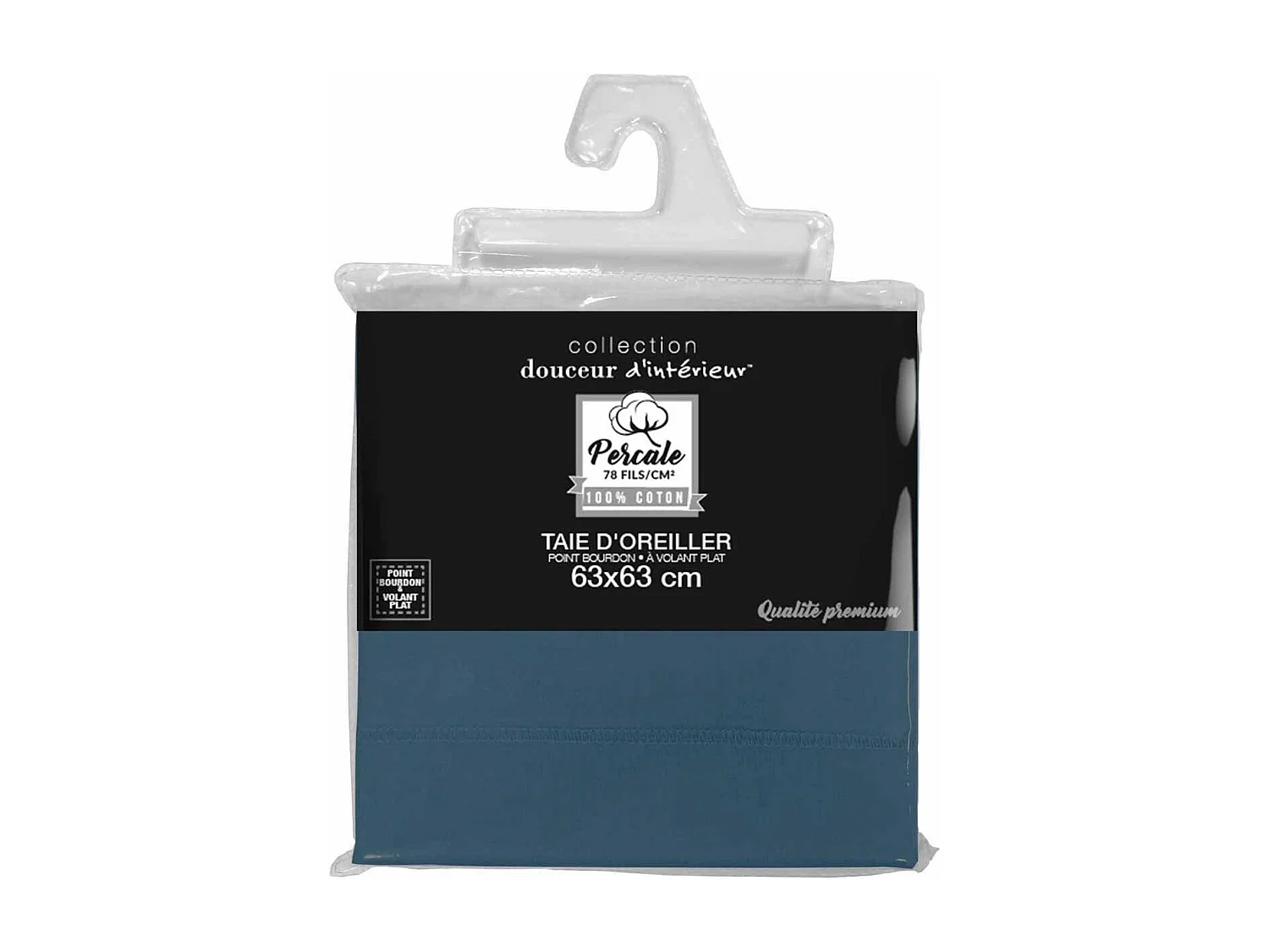 Taie d'Oreiller "Percaline" 63x63cm Bleu