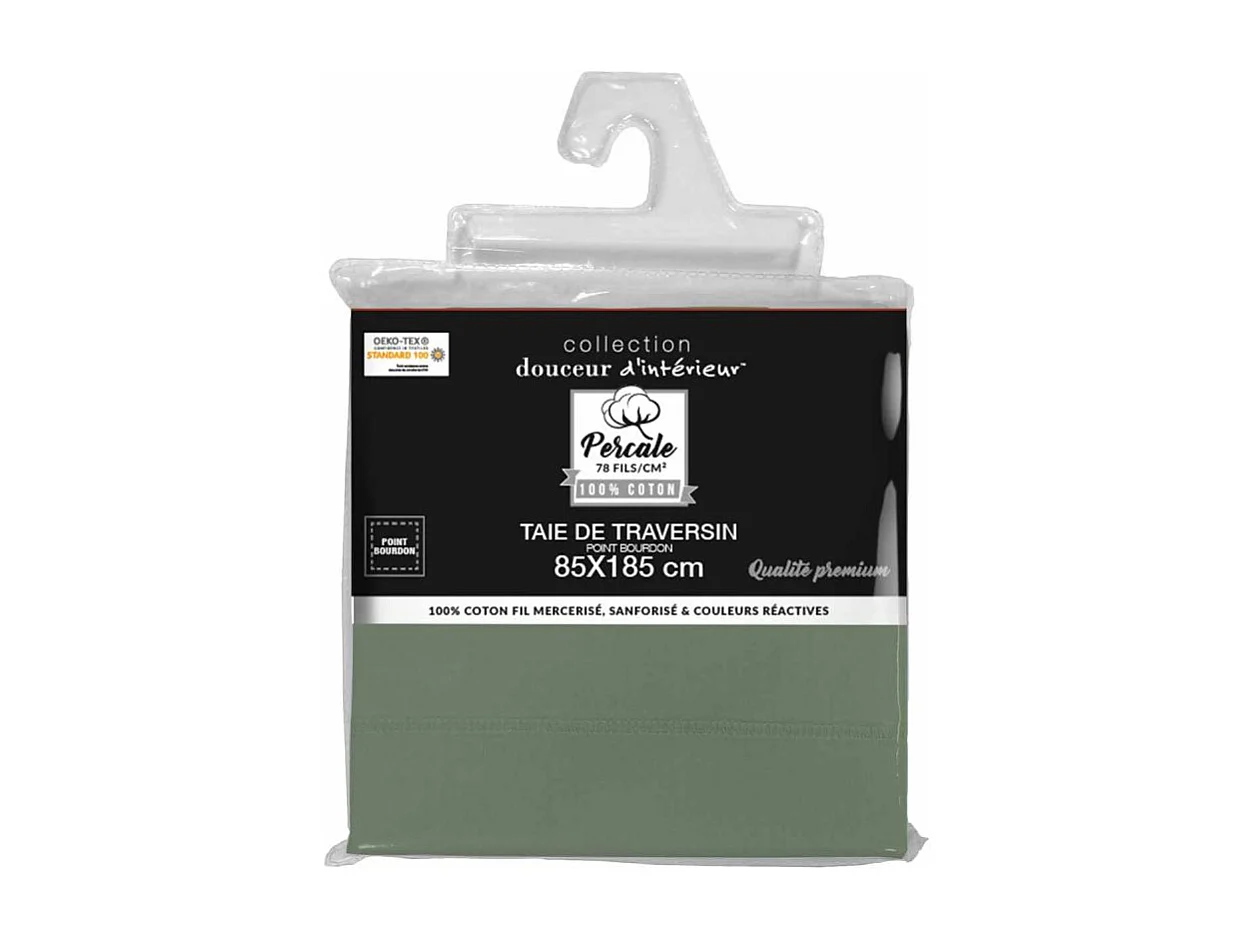 Taie de Traversin "Percaline" 85x185cm Kaki