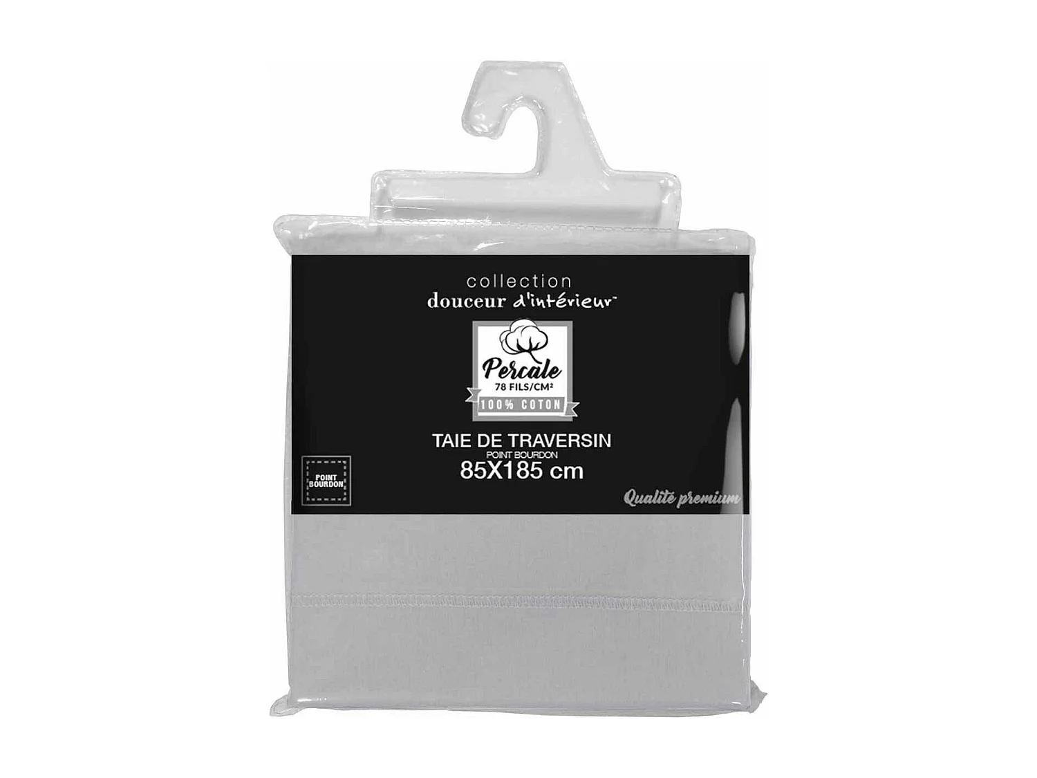 Taie de Traversin "Percaline" 85x185cm Gris