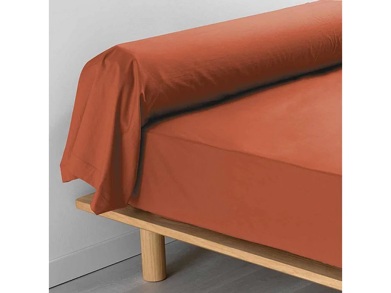 Taie de Traversin "Percaline" 85x185cm Terracotta