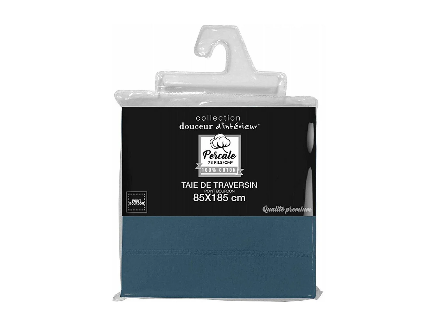 Taie de Traversin "Percaline" 85x185cm Bleu