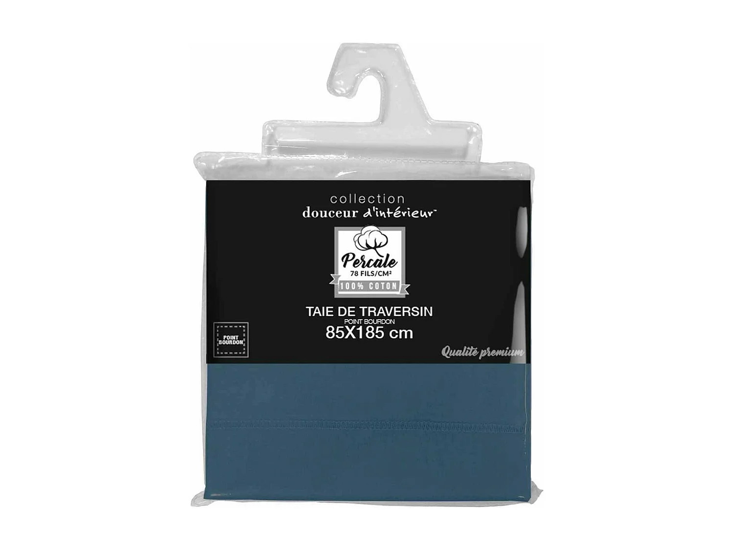 Taie de Traversin "Percaline" 85x185cm Bleu