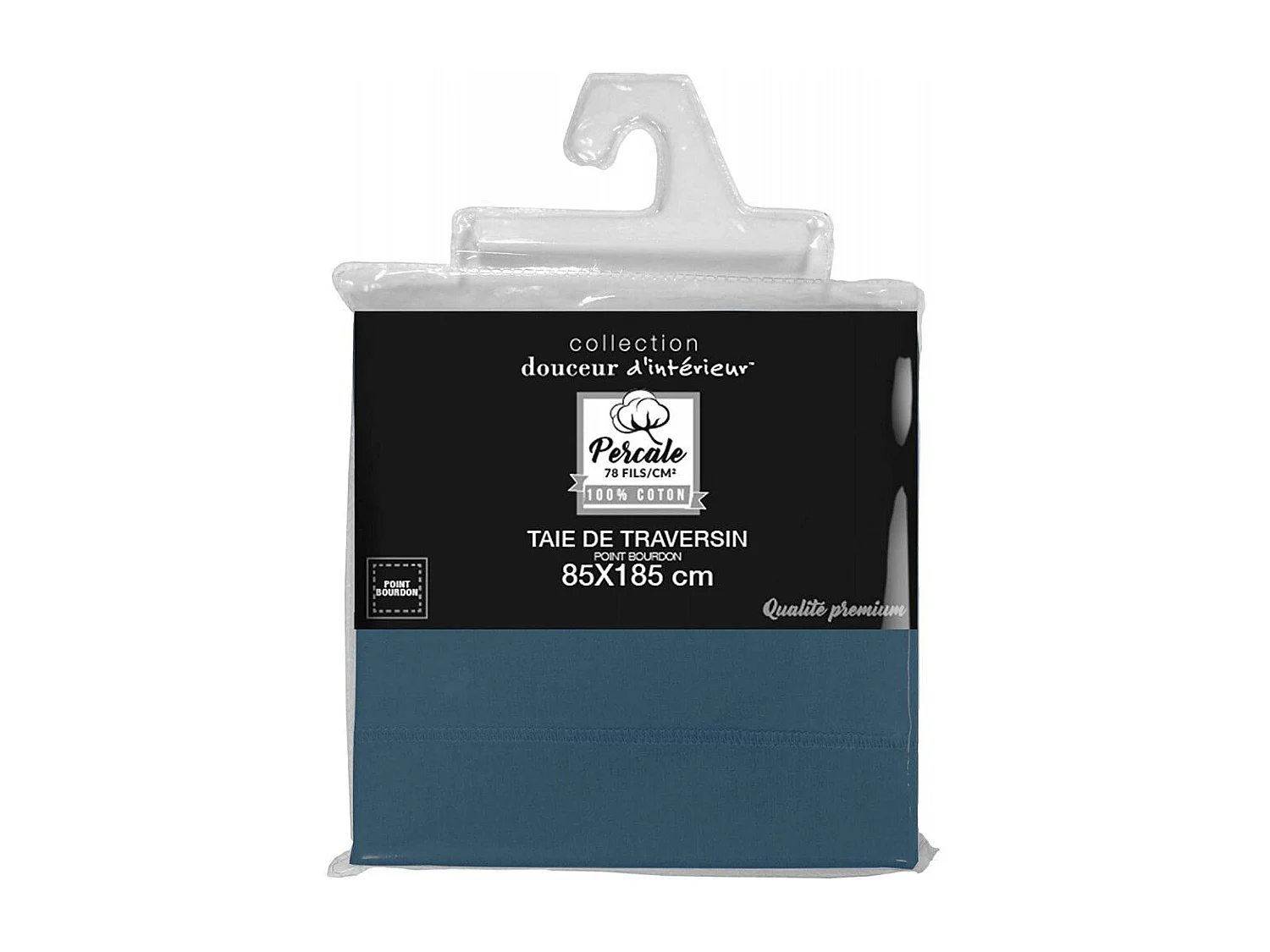 Taie de Traversin "Percaline" 85x185cm Bleu
