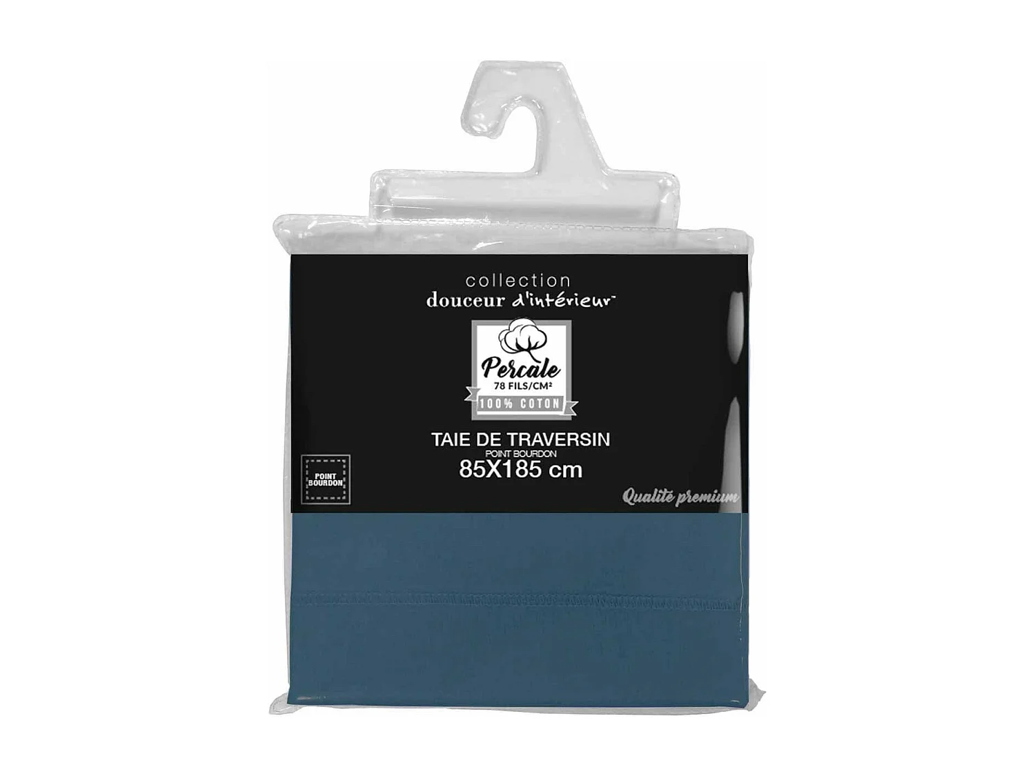 Taie de Traversin "Percaline" 85x185cm Bleu