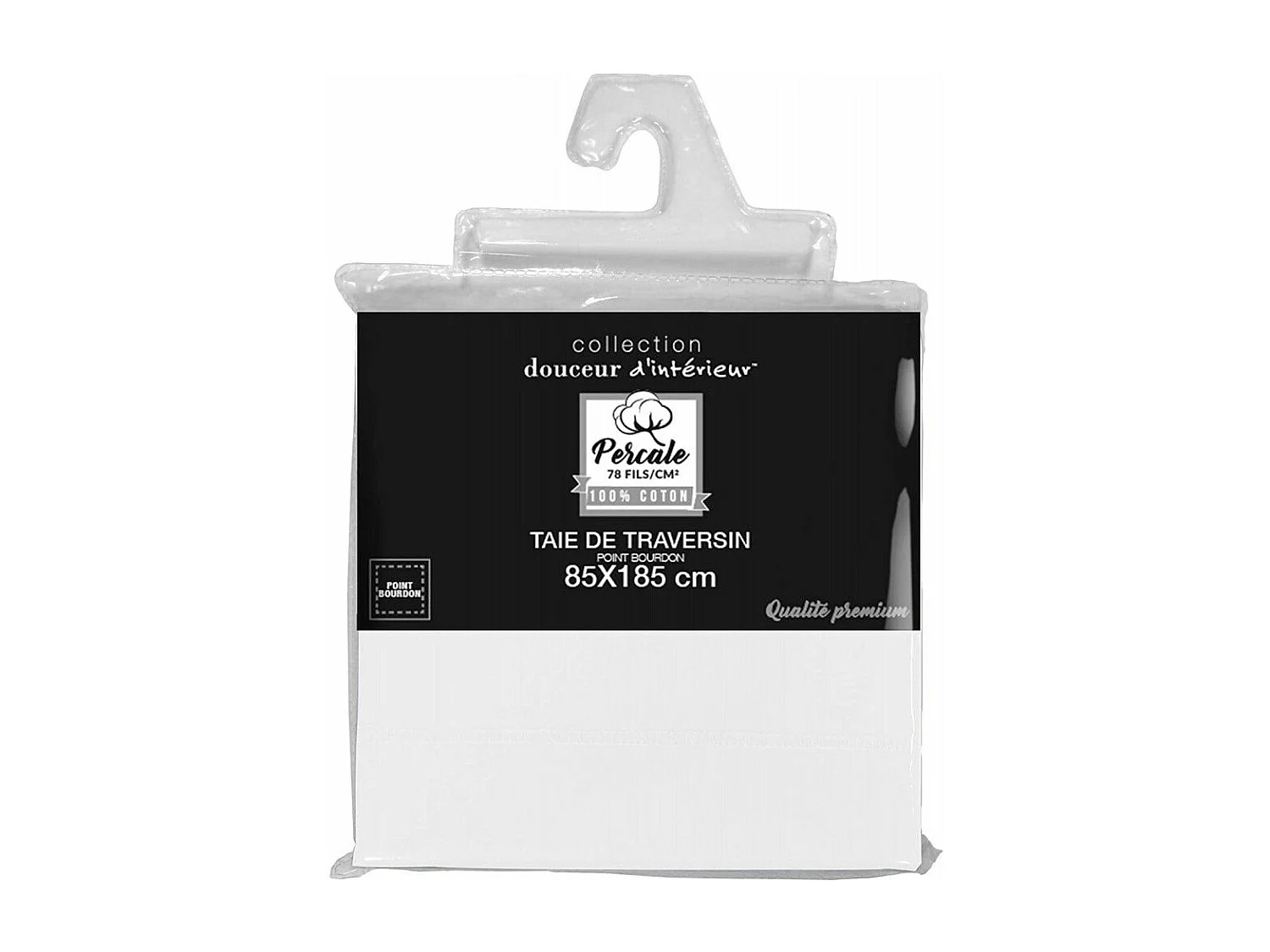 Taie de Traversin "Percaline" 85x185cm Blanc
