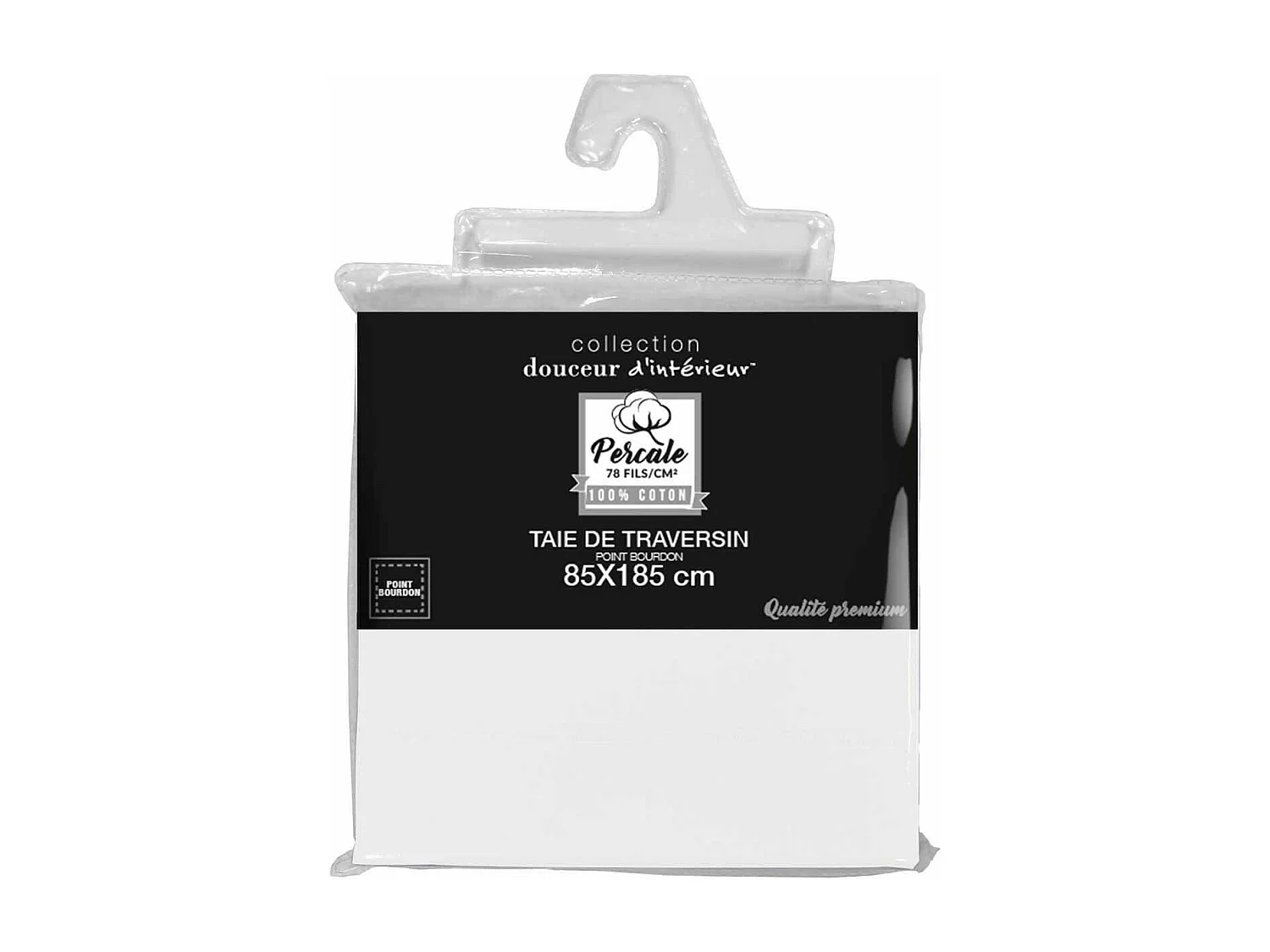 Taie de Traversin "Percaline" 85x185cm Blanc