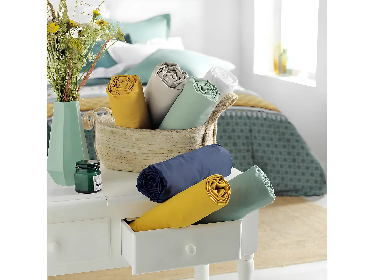 Taie d'Oreiller en Coton Bio "Biolina" 63x63cm Ocre