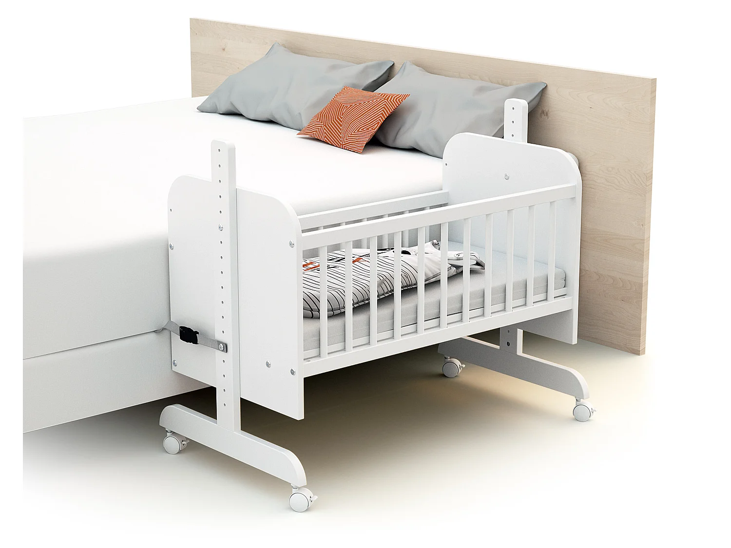 Cuna de colecho convertible en madera, Tablero de partículas Blanco 40 x 80 cm