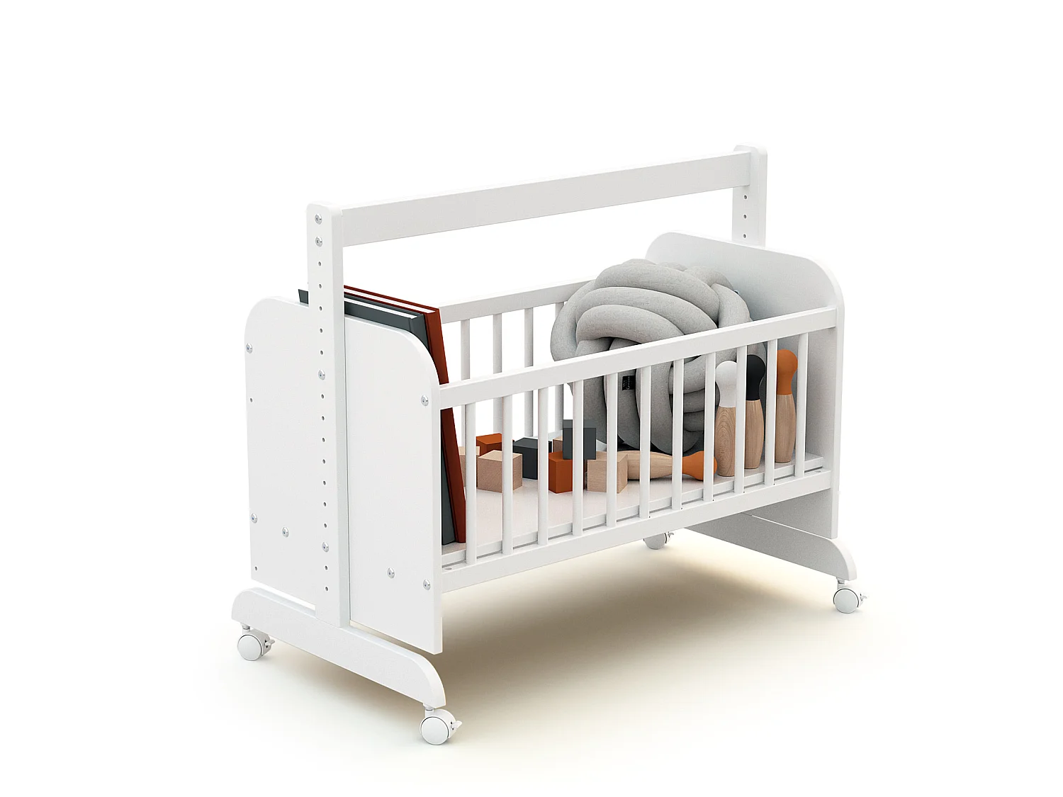 Cuna de colecho convertible en madera, Tablero de partículas Blanco 40 x 80 cm