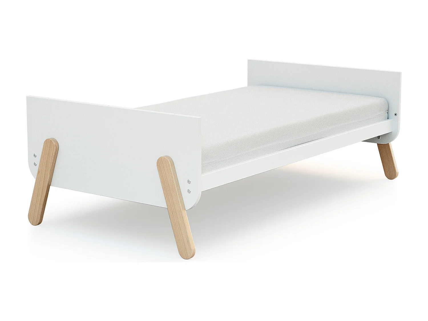 Lit bébé évolutif, commode à langer et armoire Blanc Hêtre Verni