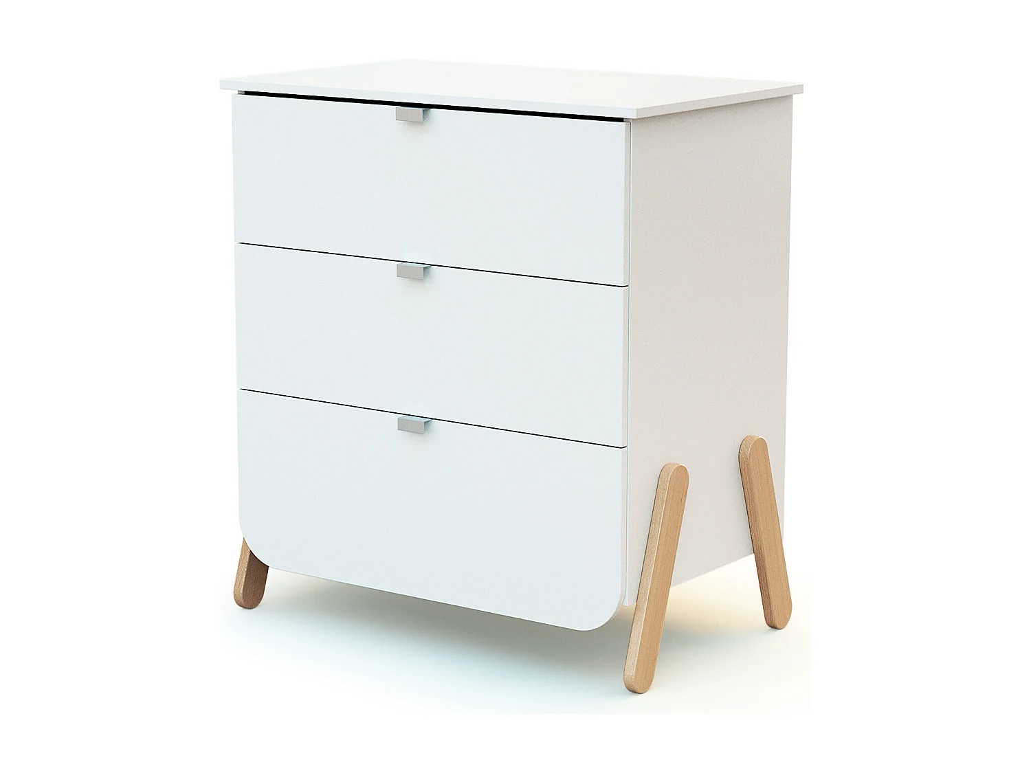 Lit bébé évolutif, commode à langer et armoire Blanc Hêtre Verni