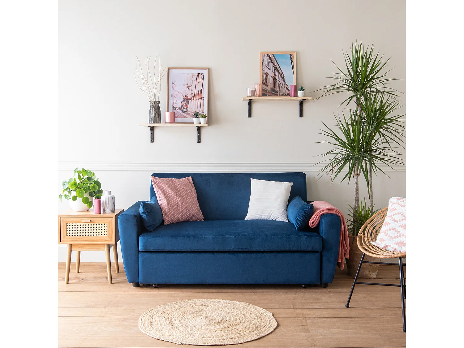 Blaues Samt-Couch-Sofa mit 2 Sitzplätzen MATT