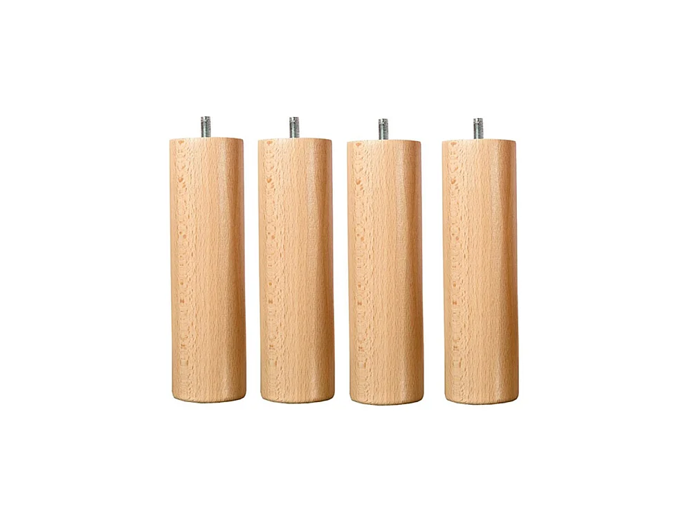 BELLECOUR LITERIE | Jeu de pieds de lit cylindriques en bois Hauteur 30 cm (lot de 4)