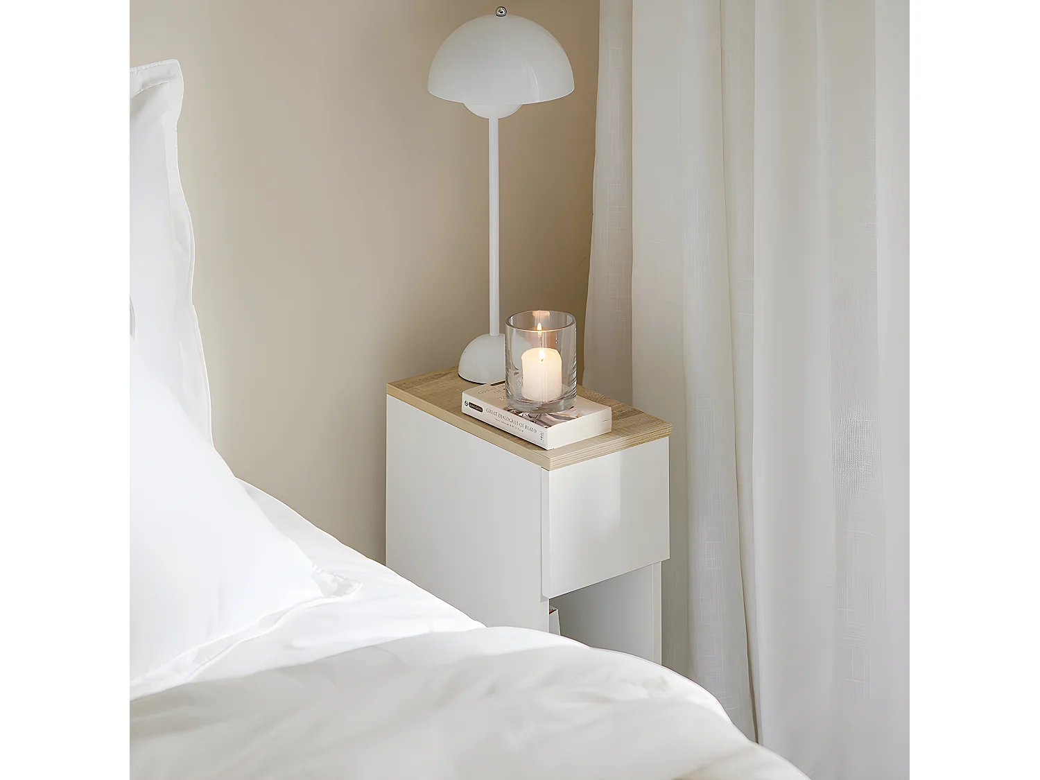 SoBuy FBT111-WNx2 set van 2 nachtkastjes met lade voor boxspringbed, salontafel, bijzettafel, telefoontafel