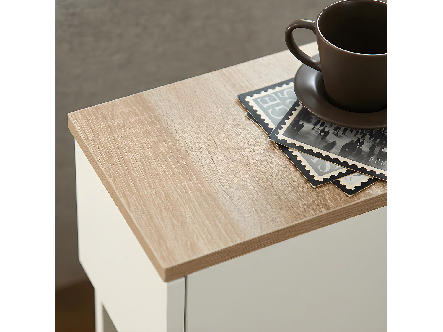 SoBuy FBT111-WNx2 set van 2 nachtkastjes met lade voor boxspringbed, salontafel, bijzettafel, telefoontafel