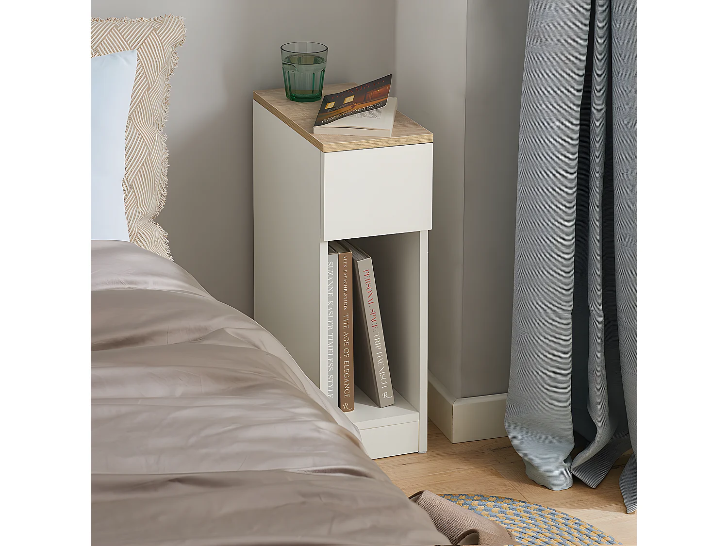 SoBuy FBT111-WNx2 set van 2 nachtkastjes met lade voor boxspringbed, salontafel, bijzettafel, telefoontafel