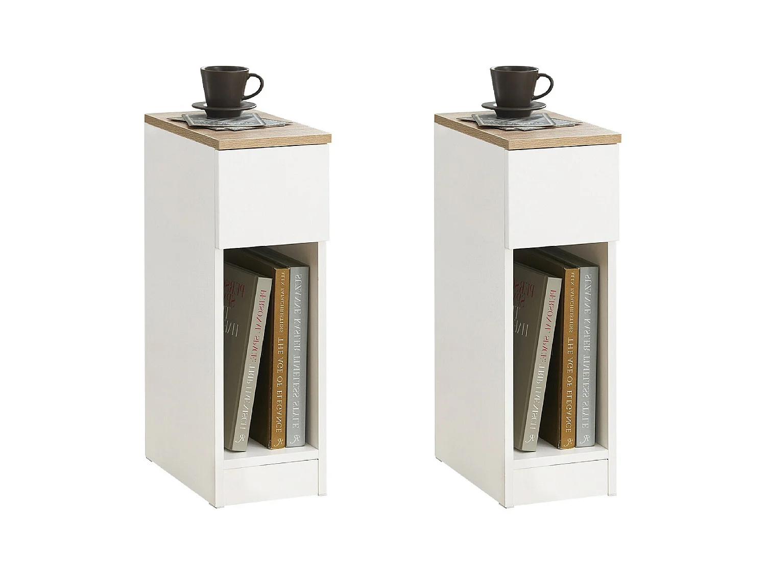 SoBuy FBT111-WNx2 Lot de 2 Tables de Chevet avec tiroir pour lit à sommier tapissier, Table de canapé, Table d'appoint, Table de téléphone