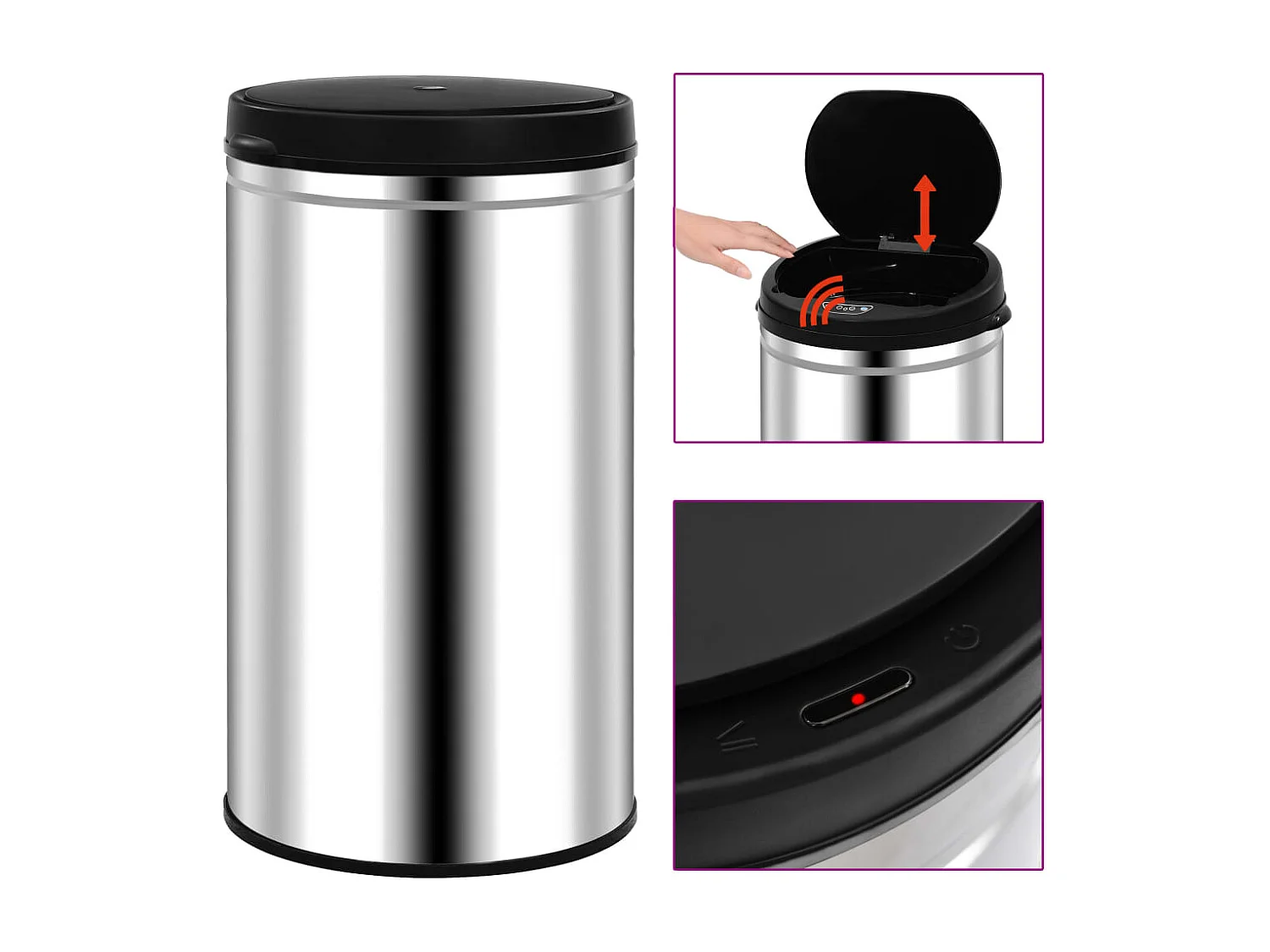 Lixeira com sensor automático 60 litros aço inox prata 02_0006113