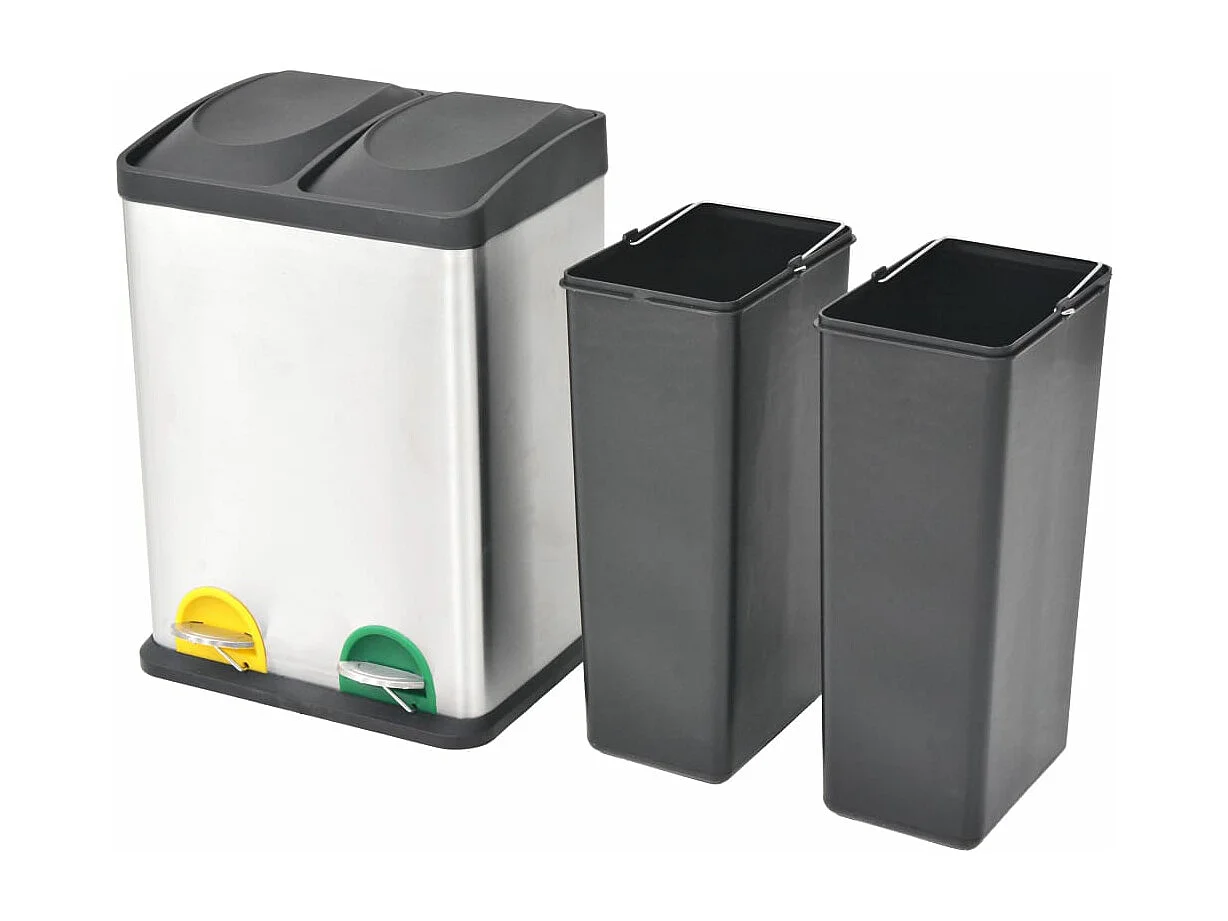 Poubelle à ordures acier argenté 41 x 34.5 x 56.5 cm 02_0006100