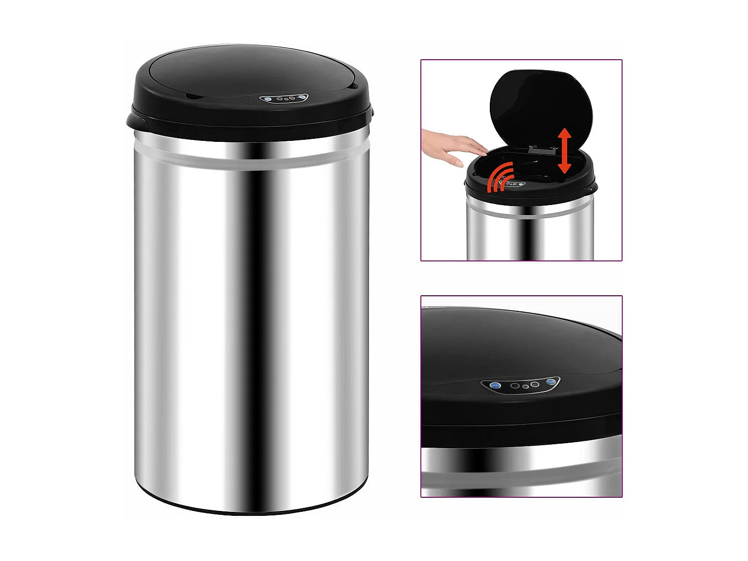 Lixeira com sensor automático 40 litros em aço inox 02_0006078