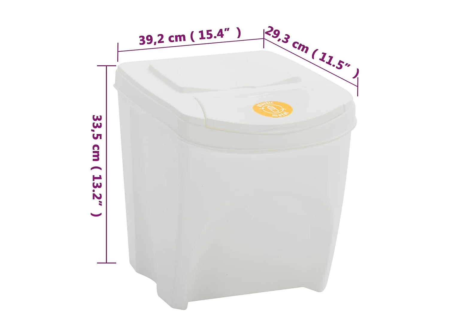 Poubelles à ordures empilables blanche 39.2 x 29.3 x 33.5 cm 02_0006074