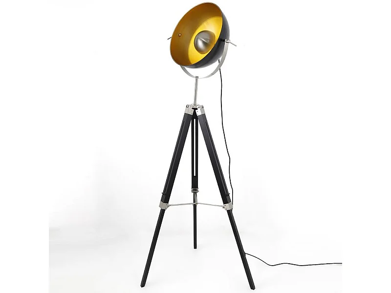 Lampadaire Design "Ollon" 150cm Noir & Or