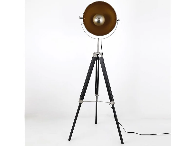 Lampadaire Design "Ollon" 150cm Noir & Or