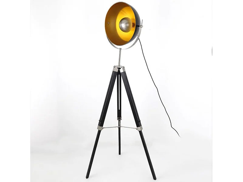 Lampadaire Design "Ollon" 150cm Noir & Or