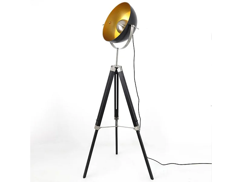 Lampadaire Design "Ollon" 150cm Noir & Or