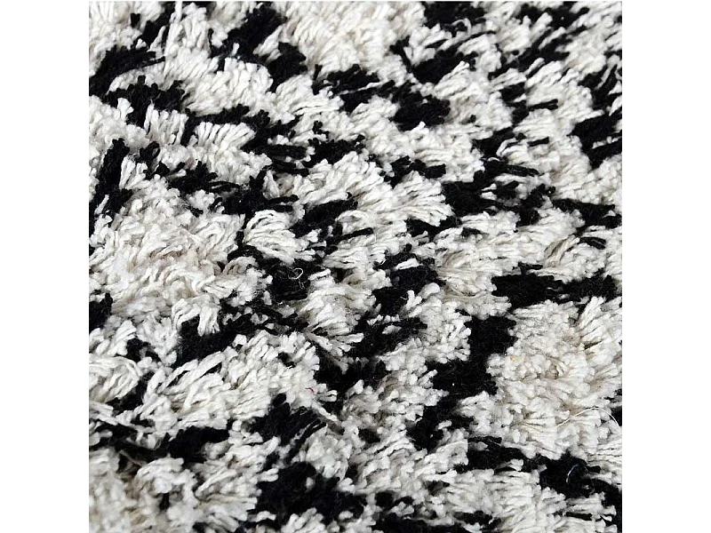 Pouf en Tissu "Lhassa" 40cm Blanc & Noir