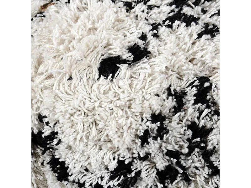 Pouf en Tissu "Lhassa" 40cm Blanc & Noir